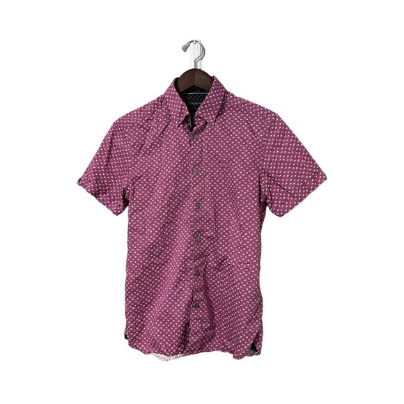 Ted Baker Furlaye Geo Dotted Short Sleeve Trim Fit Shirt - Picture 1 of 2